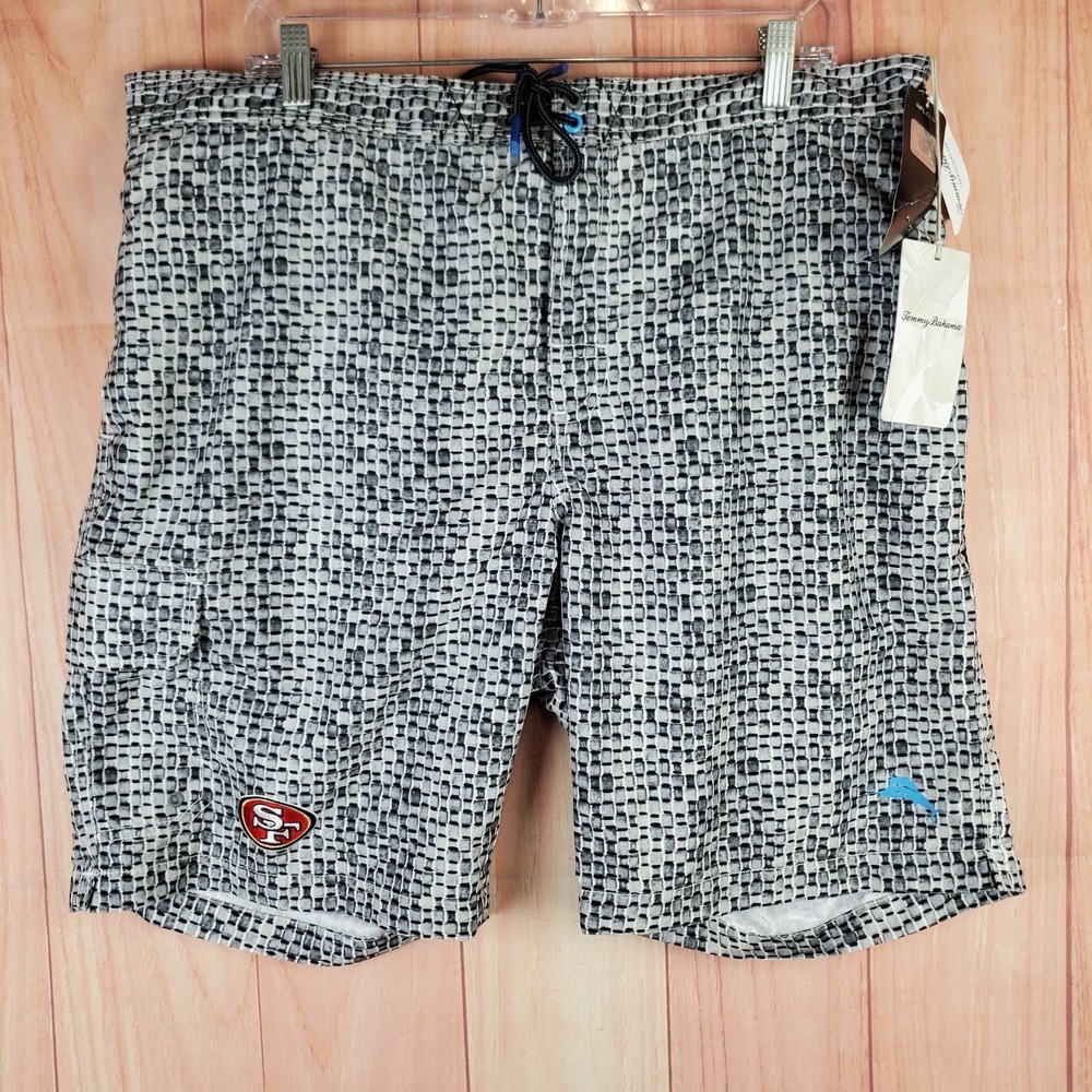 Tommy Bahama Mens Shorts 2XL Gray Polyester Lined San Francisco 49ers Football